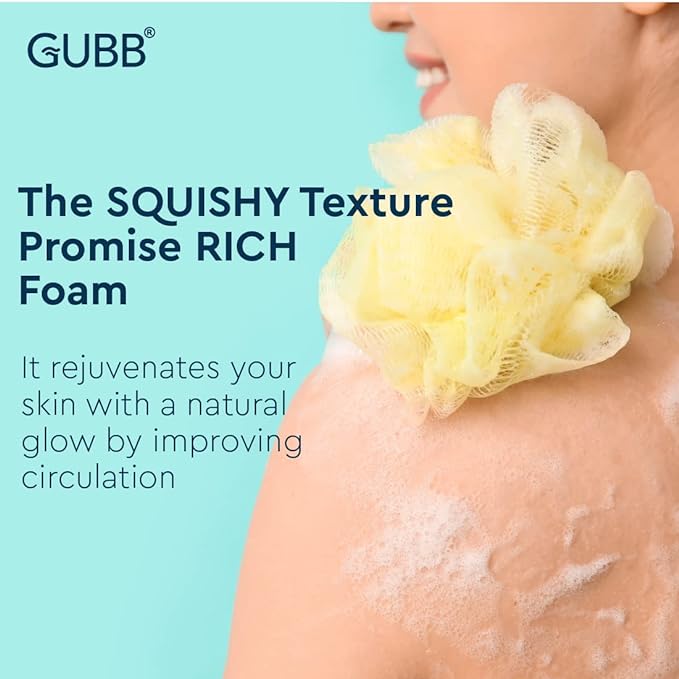 GUBB Luxe Bath Sponge Round Loofah For Women & Men, Bathing Scrubber For Body - Coral & Lilac