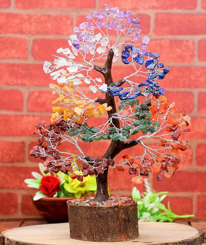 Crocon Seven Chakra Tree of Life - Crystal Tree of Life - Handmade Gemstone Tree - Healing Crystal Decoration - Money Tree Bonsai - Feng Shui Decor