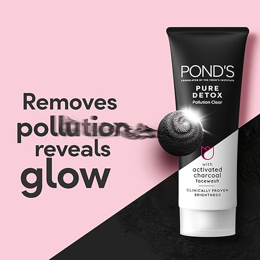 POND'S Pure Detox Anti-Pollution Purity Face Wash With Activated Charcoal, 100g