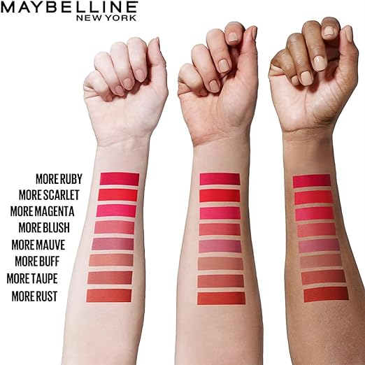 Maybelline New York Lipstick, Matte Finish, Bold Colour, Enriched With Jojoba Oil, Color Sensational Ultimattes, 599 More Mauve, 1.7 g