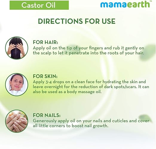 Mamaearth 100% Pure Castor Oil, Cold Pressed, To Support Hair Growth, Good Skin And Strong Nails, 150ml