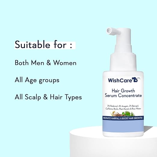 WishCare Hair Growth Serum Concentrate - 3% Redensyl, 4% Anagain, 2% Baicapil, Caffeine, Biotin, Plant Keratin & Rice Water - For Men & Women