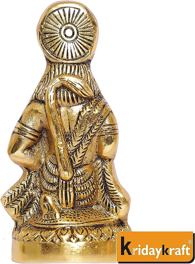 Prince Home Decor & Gifts Hanumanji Statue Sitting In Metal, Multicolour