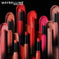 Maybelline New York Lipstick, Matte Finish, Bold Colour, Enriched With Jojoba Oil, Color Sensational Ultimattes, 299 More Scarlet, 1.7g