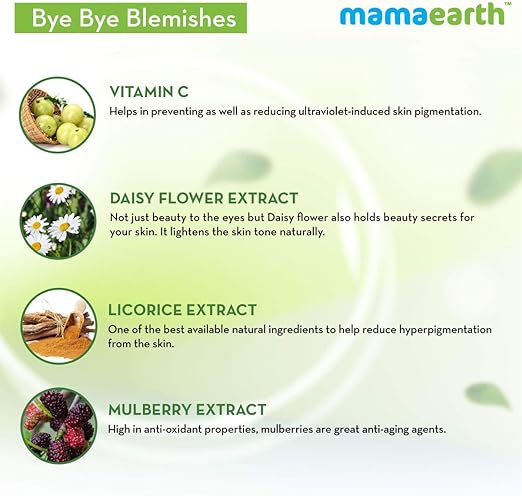 Mamaearth Bye Bye Blemishes Face Cream, For Pigmentation & Blemish Removal, With Mulberry Extract & Vitamin C -30ml