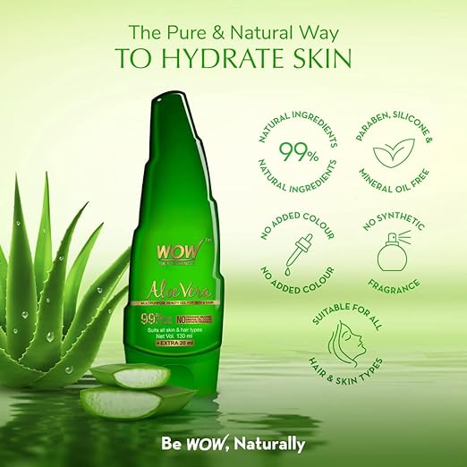 WOW Aloe Vera Multipurpose Beauty Gel For Skin And Hair, 130 ml + 20