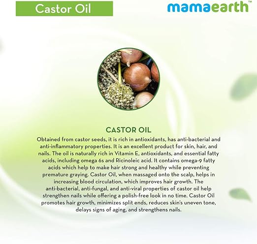 Mamaearth 100% Pure Castor Oil, Cold Pressed, To Support Hair Growth, Good Skin And Strong Nails, 150ml