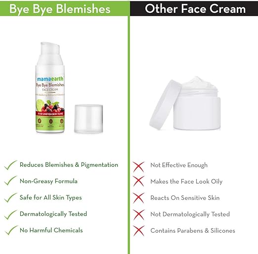 Mamaearth Bye Bye Blemishes Face Cream, For Pigmentation & Blemish Removal, With Mulberry Extract & Vitamin C -30ml