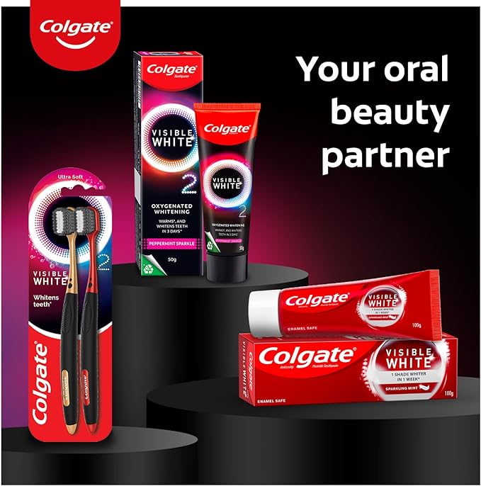 Colgate Visible White O2, Teeth Whitening Toothpaste, Aromatic Mint, 25g, Active Oxygen Technology, Enamel Safe Teeth Whitening Product