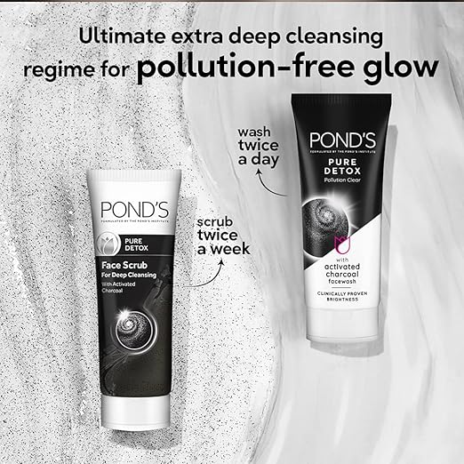 POND'S Pure Detox Anti-Pollution Purity Face Wash With Activated Charcoal, 100g