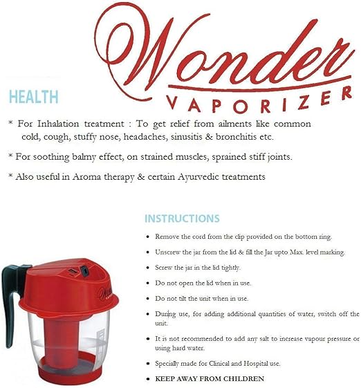 WONDER Steam Inhaler Professional Plastic Vaporizer, Red