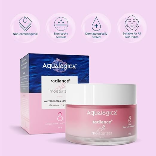 Aqualogica Radiance+ Jello Moisturizer with Watermelon & Niacinamide for Pigmentation & Dark Spots - For Dry, Bright and Radiant Skin of Women & Men -50g