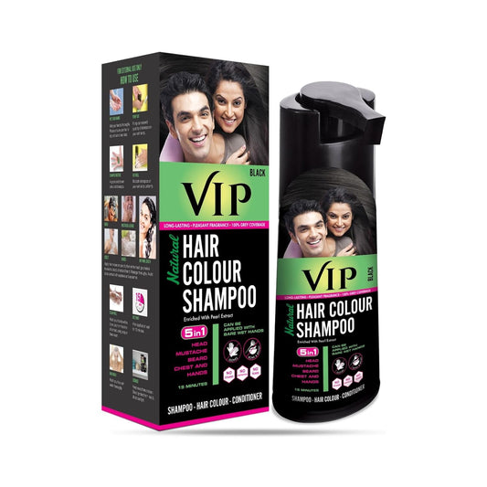 VIP Hair Colour Shampoo 180ml Black for Men & Women | Alternate to Hair Dye | Salon Like Hair Color | Instant Beard Color