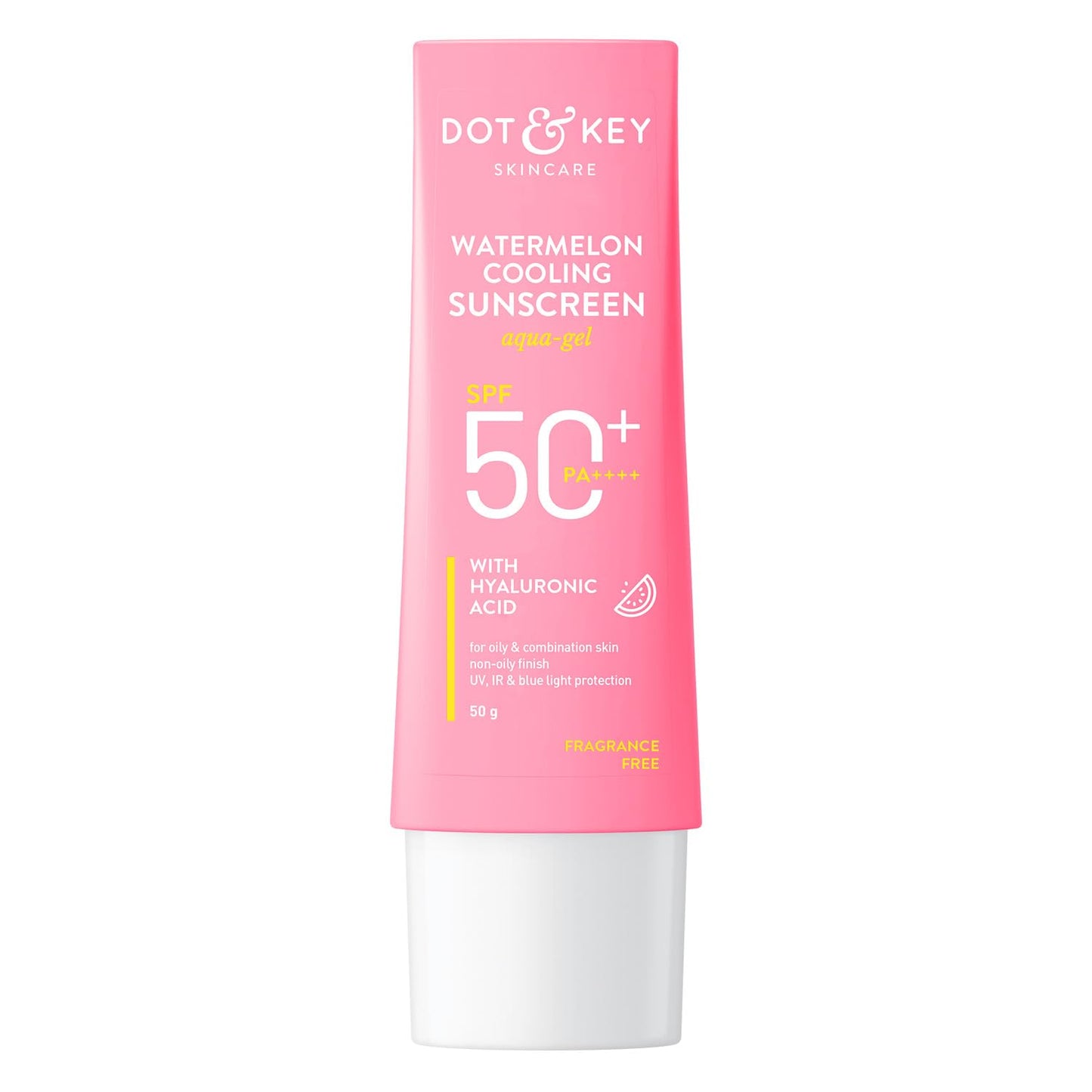 Dot & Key Watermelon Hyaluronic Sunscreen SPF 50 PA+++| for Oily, Normal & Combination Skin | UV + Blue Light Protection | Lightweight | No White Cast | Boosts Vitamin D Absorption | 50g