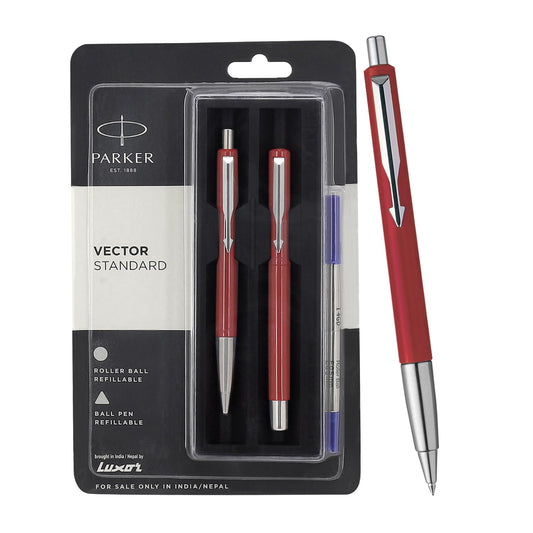 Parker Vector Standard Roller Ball Pen and - Red Body