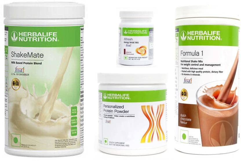 HERBALIFE Weight Loss Combo (Formula 1 Chocolate Flavor, Shake Mate Vanilla Flavor, Protein Powder & Afresh Energy Drink Elaichi Flavor (1250 GM)