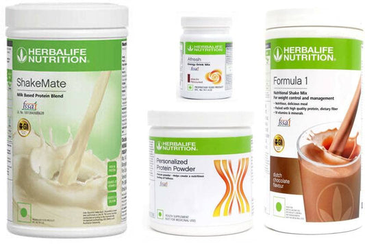 HERBALIFE Weight Loss Combo (Formula 1 Chocolate Flavor, Shake Mate Vanilla Flavor, Protein Powder & Afresh Energy Drink Elaichi Flavor (1250 GM)