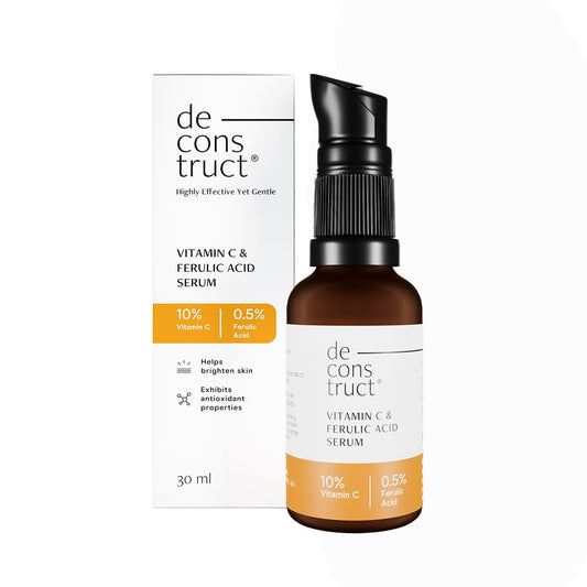 Deconstruct 10% Non-Irritating Vitamin C Face Serum For Glowing Skin|10% Vitamin C + 0.5% Ferulic Acid|Water Based Serum|Highly Stable Vitamin C Face Serum For Women And Men|Beginner Friendly|30 Ml