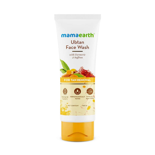 Mamaearth Ubtan Natural Face Wash for All Skin Type with Turmeric & Saffron for Tan removal and Skin brightning 100 ml