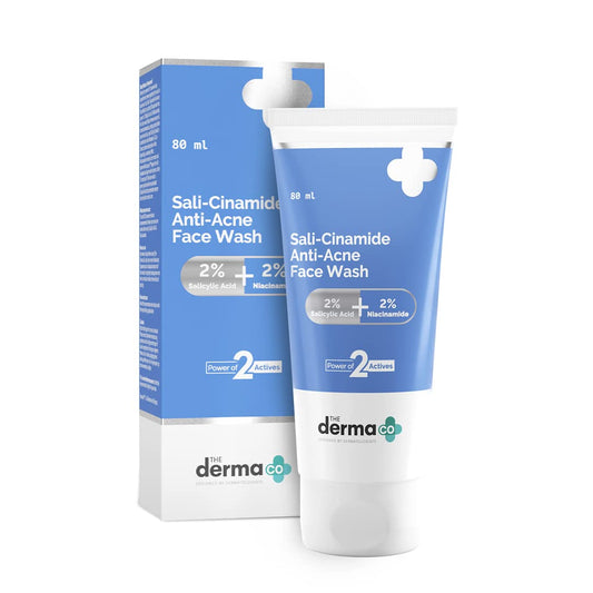 The Derma Co Sali-Cinamide Anti-Acne Face Wash I With 2% Salicylic Acid & 2% Niacinamide I Treats Active Acne & Fades Acne Marks I For Oily & Combination Skin I Power of 2 Actives - 80ml