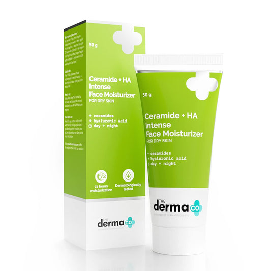 The Derma Co Ceramide + HA Intense Moisturizer with Hyaluronic Acid for Dry Skin Repairs Dry & Dull Skin | Locks In Moisture