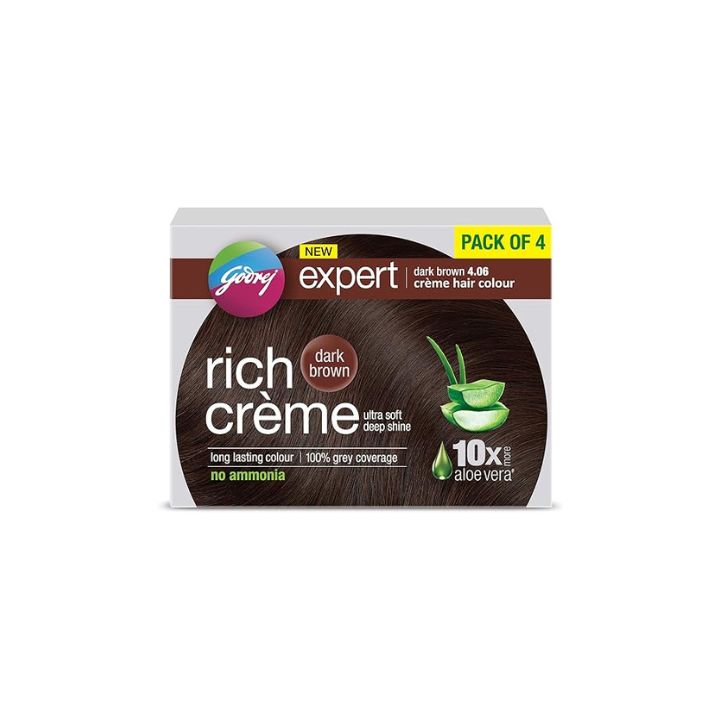 Godrej Expert Rich Crème Hair Colour Shade 4.06 Dark Brown, Pack of 4