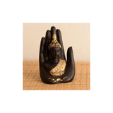 eCraftIndia Golden Handcrafted Palm Buddha Polyresin Showpiece 7In Golden And Black