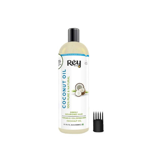 Rey Naturals Cold Pressed Coconut Oil For Hair and Skin - Pure & Natural, 200 ml