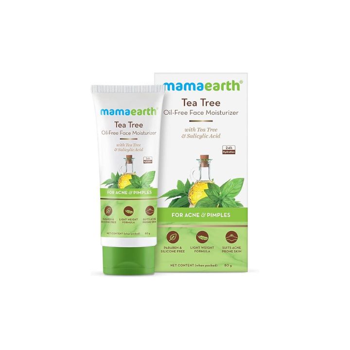 Mamaearth Tea Tree Oil-Free Moisturizer For Face For Oily Skin with Tea Tree & Salicylic Acid for Acne & Pimples – 80 ml