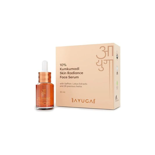 Ayuga 10% Kumkumadi Skin Radiance Oil-Based Face Serum With Saffron & Lotus Extracts For Dull Skin, Pigmentation & Dark Spots, Kumkumadi Tailam Based Serum, 30ml