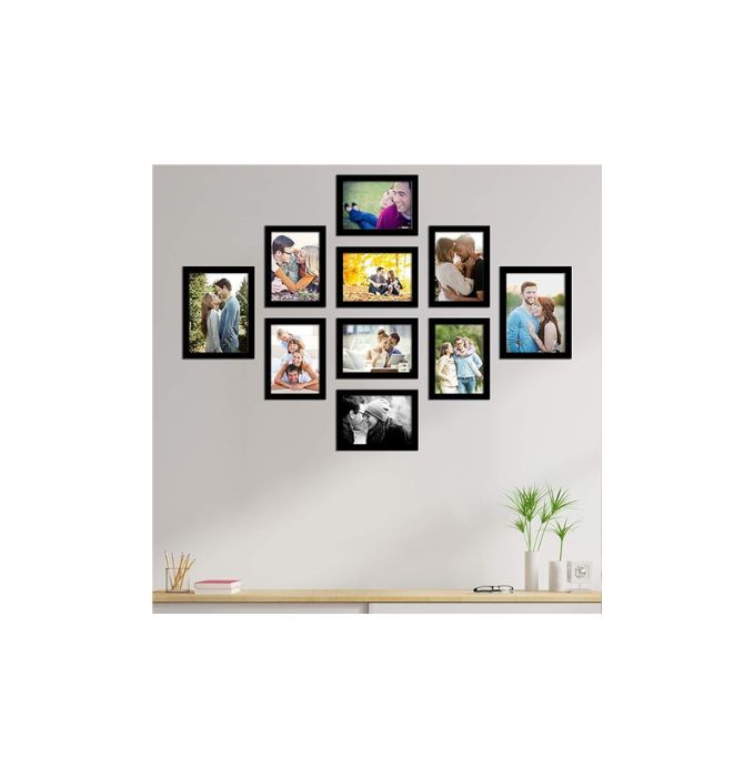 Art Street Photo Frame For Wall Set Of 10 Black Picture Frames For Home Decoration, Wall Decor Ecoseries -Size -6X8,5X7 Inches,Medium Density Fibreboard;Synthetic Wood;Plexiglass, Rectangular