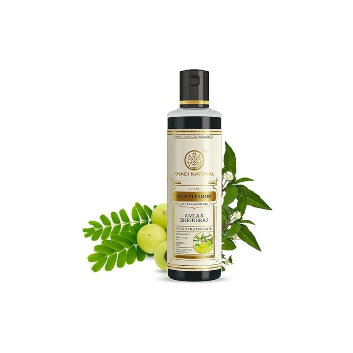 Khadi Natural Ayurvedic Amla And Bhringraj Hair Cleanser(Shampoo), Sls And Paraben Free, 210 ml