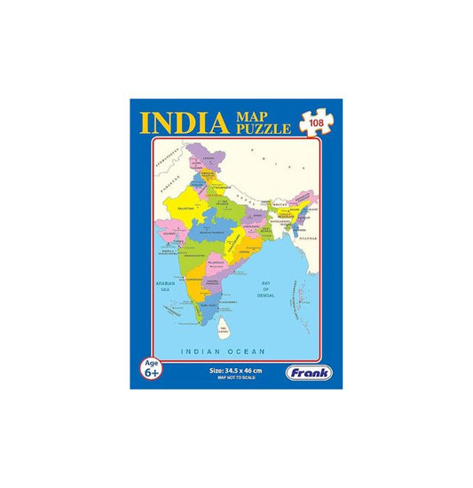 Frank India Map Puzzle – 34.5 x 46 cm, 108 Pieces, Early Learner Large Educational Jigsaw Puzzle Set with States, Union Territories, Capitals | Ages 6 & Above