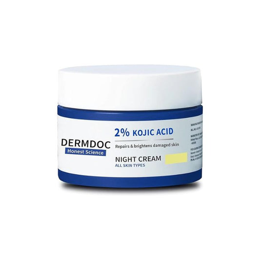 DermDoc Damage Recovery Night Cream With 2% Kojic Acid, 50 g | Lightens Blemishes, Treats Sun Damage Scars & Age Spots | No Parabens, Silicones & Sulphates