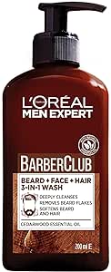 L'Oreal Paris Mass Men Expert Barber Club 3-In-1 Beard, Hair & Face Wash, 200ml