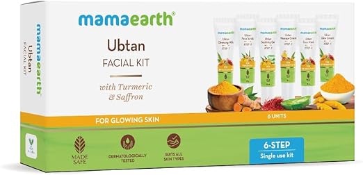 MAMAEARTH Ubtan Facial Kit with Turmeric Saffron for Glowing Skin 60 g, Multicolor