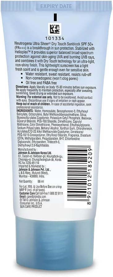 Neutrogena Ultra Sheer Dry Touch Sunblock SPF 50+ Sunscreen (White,80 g)